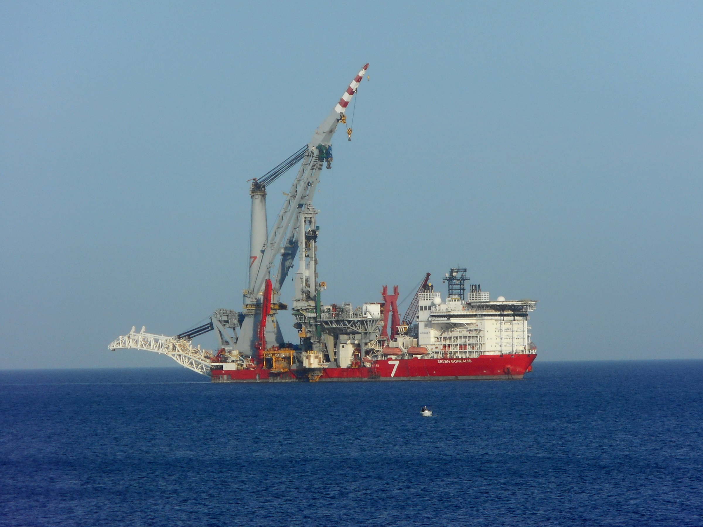 Heavy-lift and pipelay vessel Seven Borealis at sea